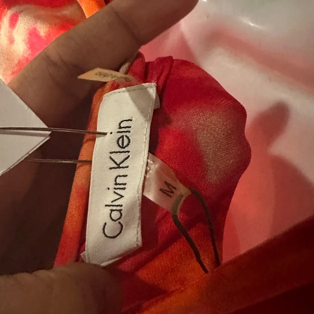 Calvin Klein Orange Red Floral Print Maxi Dress